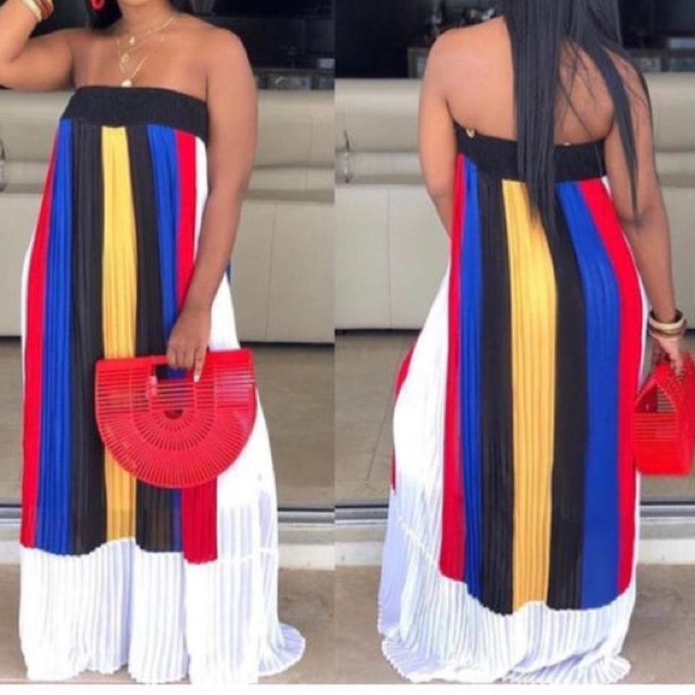Multicolored Yellow Mid-Stripe Dress